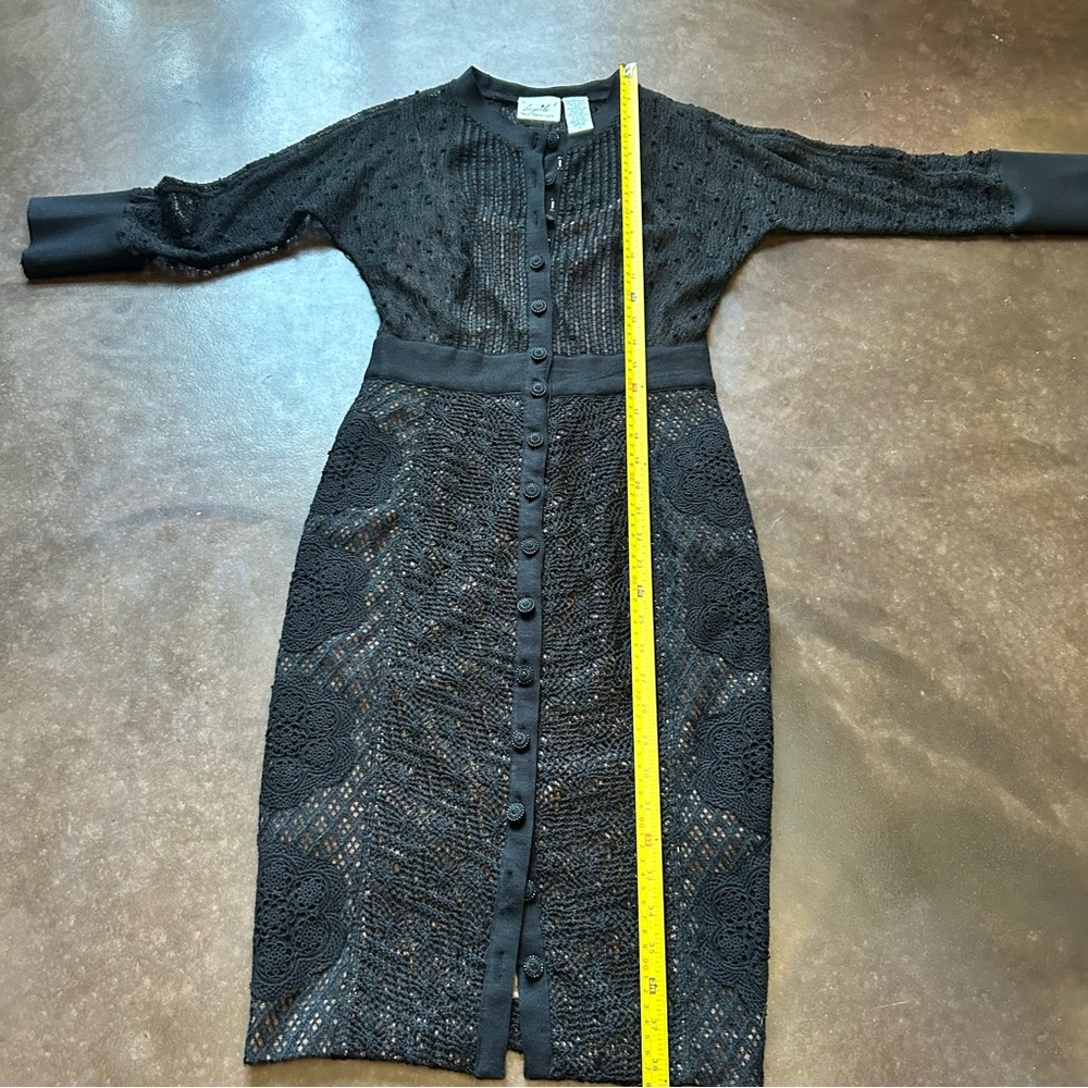ANTHROPOLOGIE brand Beguile by Byron Lars- size 0 Black Long Sleeve Lace Dress - Picture 16 of 17